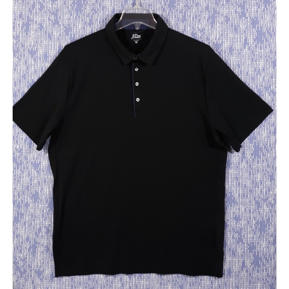 J.CREW Performance Polo Shirt Mens 2XL Tall Golf Black Stretch Preppy